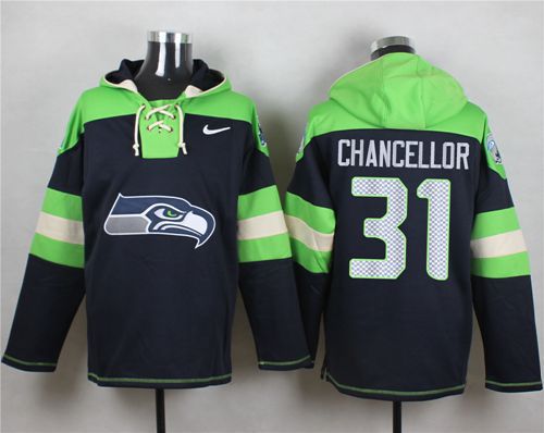 Nike Seahawks #31 Kam Chancellor Steel Blue Player Pullover NFL Hoodie - Click Image to Close
